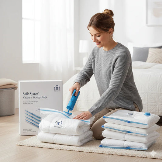 Safe Space™ Vacuum Storage Bags (Pack of 5 + Air Pump)