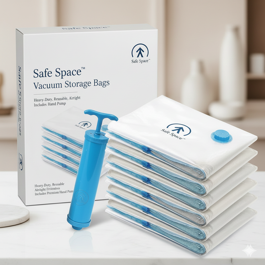 Safe Space™ Vacuum Storage Bags (Pack of 5 + Air Pump)