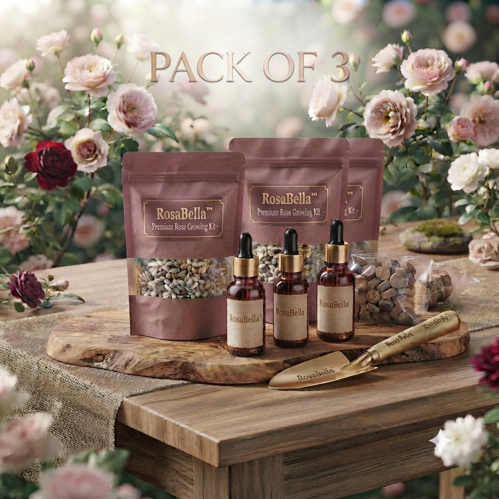 RosaBella™ – Premium Rose Growing Kit with Plant Growth Supplement (Pack of 3)
