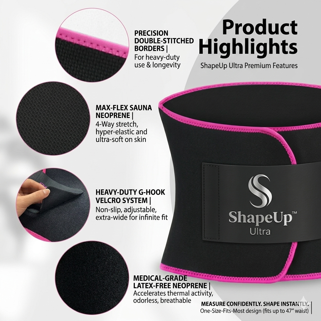 ShapeUp™ Ultra - Premium Sweat Slim Belt for Men & Women |Tummy Trimmer & Belly Fat Burner