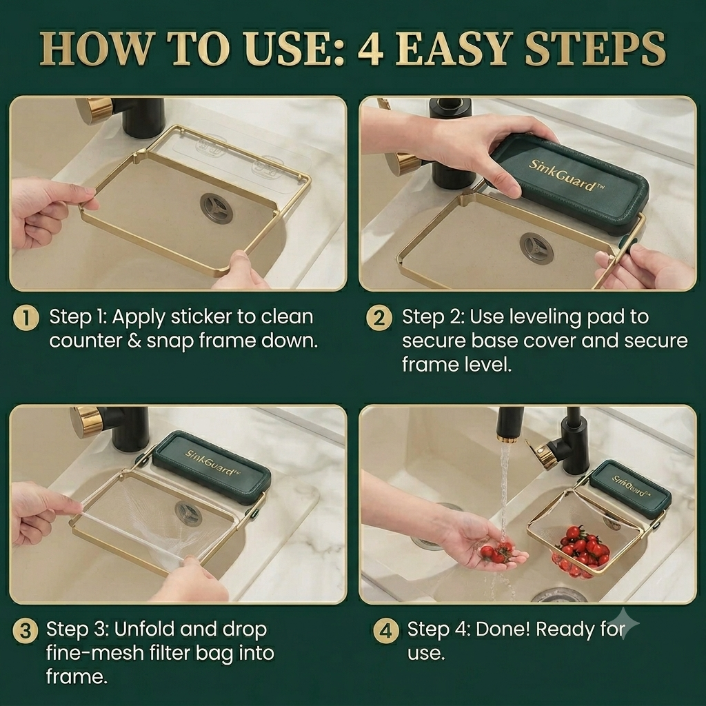 SinkGuard™ – Kitchen Sink Filter Rack (100 Mesh Bags Included)