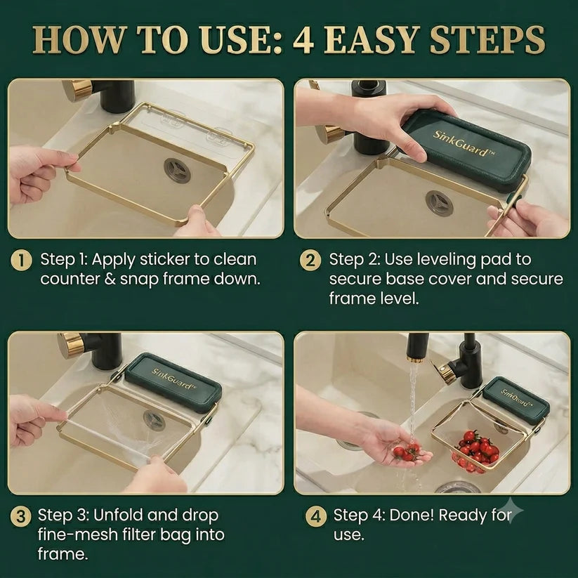 SinkGuard™ – Kitchen Sink Filter Rack (100 Mesh Bags Included)